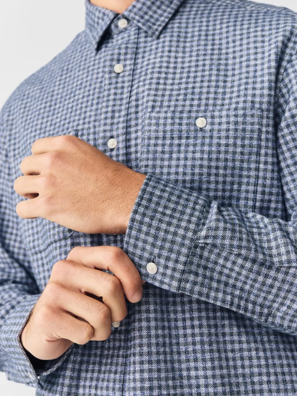 Blue Twin Pocket Long Sleeve Check Shirt