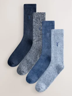 Blue Twisted Heavyweight Socks 4 Pack