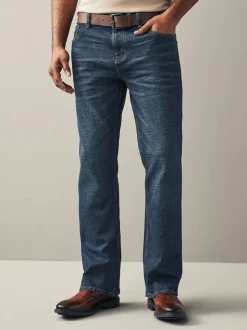 Blue Washed Bootcut Belted Authentic Jeans