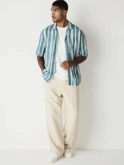 Blue Watercolour Stripe Short Sleeve Shirt