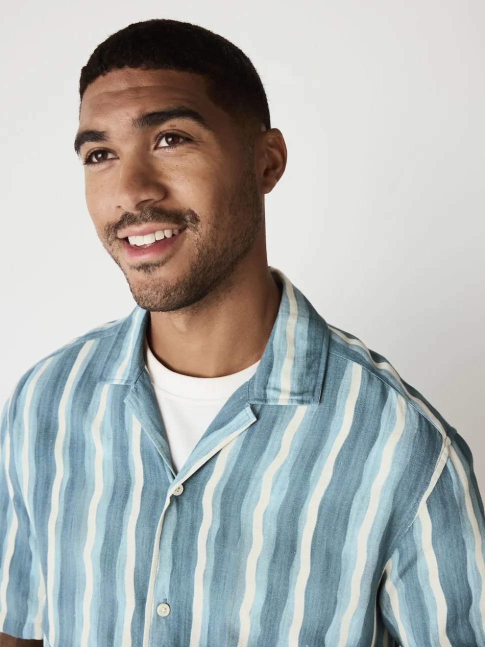 Blue Watercolour Stripe Short Sleeve Shirt
