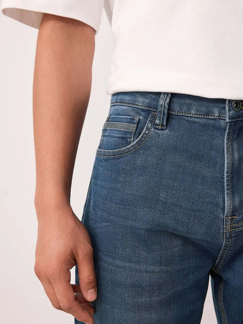 Blue/Black Regular Tapered Fit Comfort Stretch Jeans