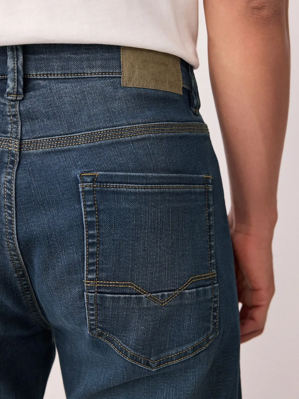 Blue/Black Regular Tapered Fit Comfort Stretch Jeans