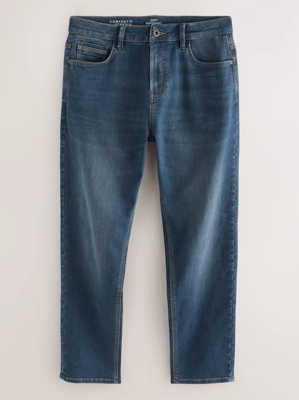 Blue/Black Regular Tapered Fit Comfort Stretch Jeans