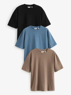 Blue/Black/Neutral Relaxed Fit Heavyweight T-Shirts 3 Pack