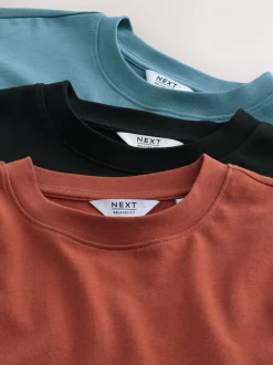 Blue/Black/Orange Relaxed Fit Heavyweight T-Shirts 3 Pack
