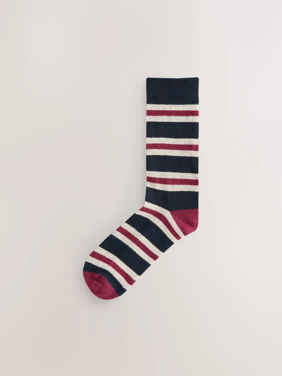 Blue/Ecru Striped Cushioned Sole Comfort Socks 5 Pack