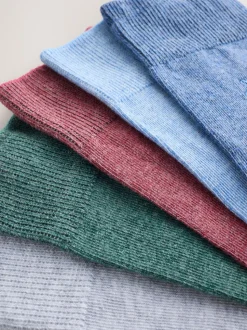 Blue/Green/Grey 5 Pack Embroidered Lasting Fresh Socks