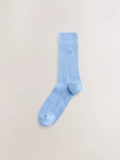 Blue/Green/Grey 5 Pack Embroidered Lasting Fresh Socks