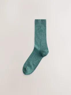 Blue/Green/Grey 5 Pack Embroidered Lasting Fresh Socks