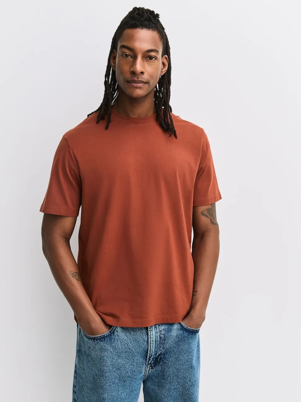 Blue/Green/Grey/Orange/White/Brown Regular Fit Essential Cotton T-Shirts 6 Pack