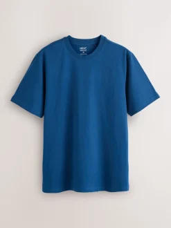 Blue/Green/Grey/Orange/White/Brown Regular Fit Essential Cotton T-Shirts 6 Pack