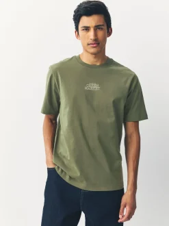 Blue/Green/Neutral Stone Relaxed Fit Graphic Print Heavyweight T-Shirt