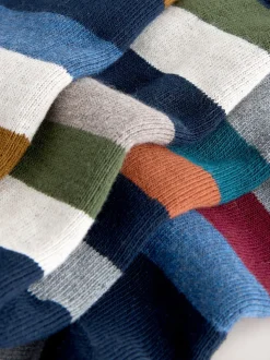 Blue/Green/Orange Rugby Stripe Heavyweight Socks 4 Pack