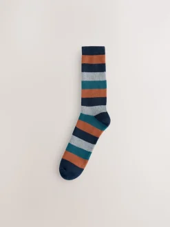 Blue/Green/Orange Rugby Stripe Heavyweight Socks 4 Pack