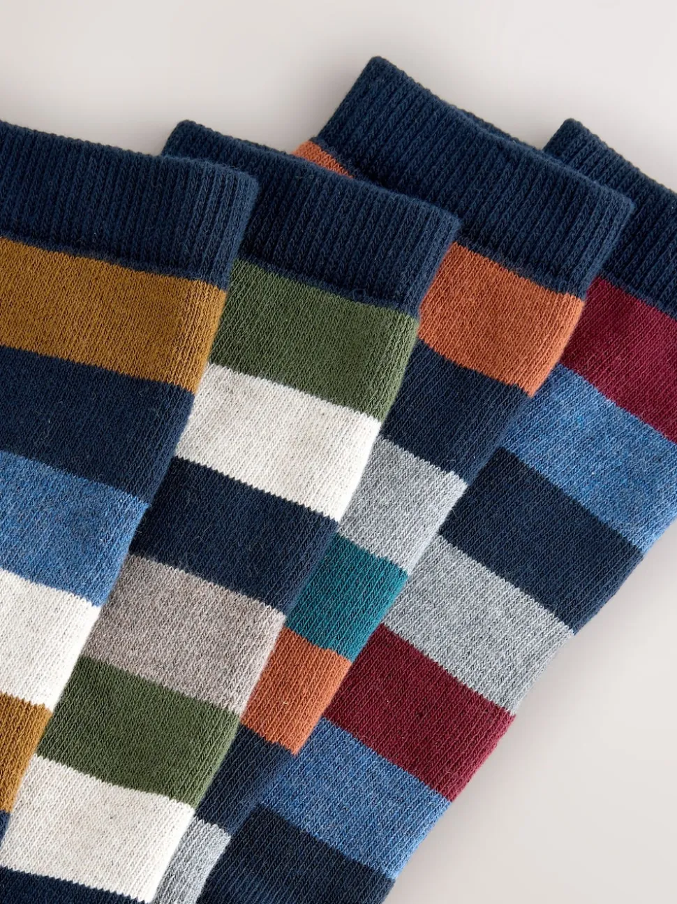 Blue/Green/Orange Rugby Stripe Heavyweight Socks 4 Pack