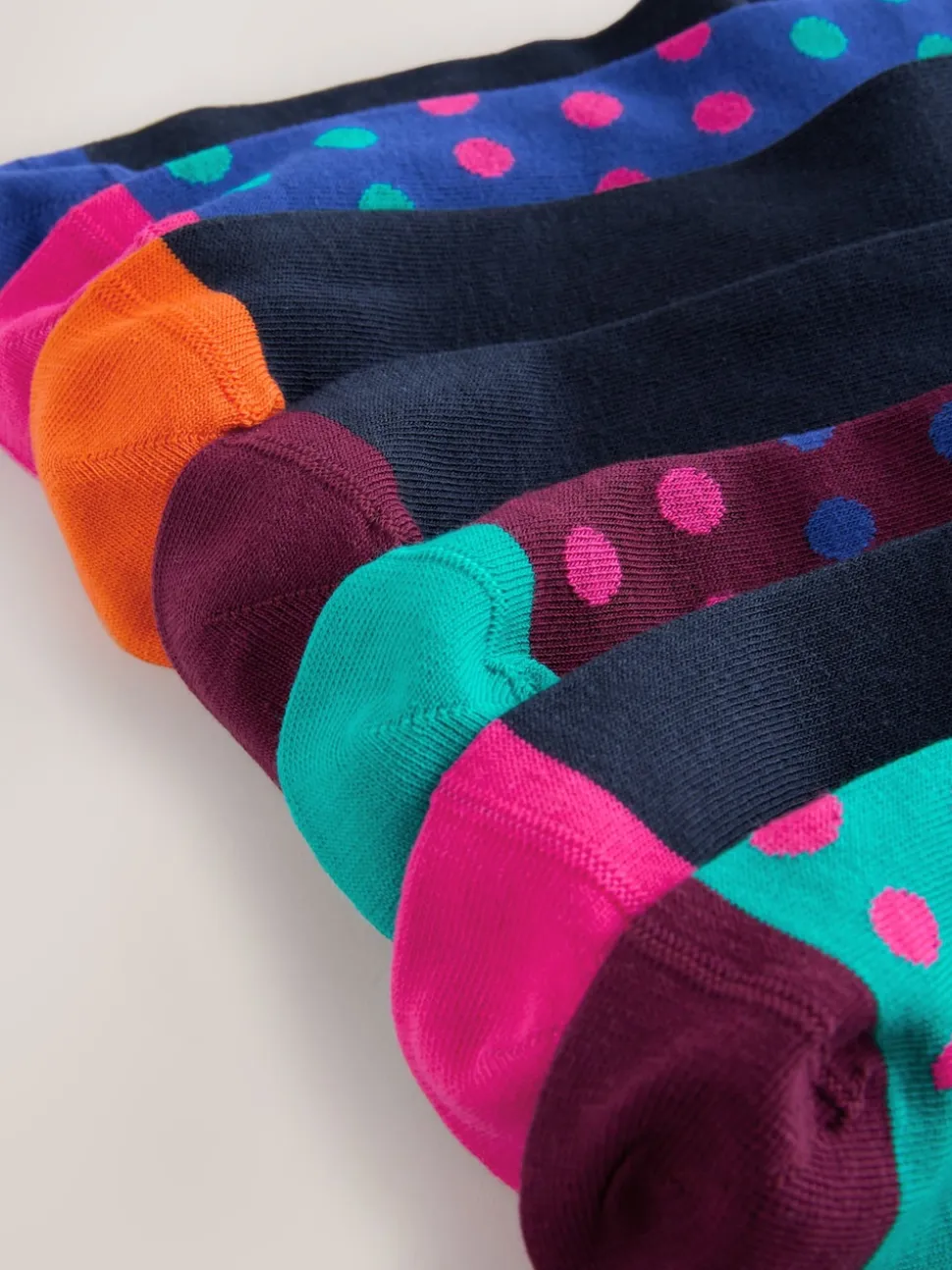 Blue/Green/Orange Spot 7 Pack Cotton Rich Socks