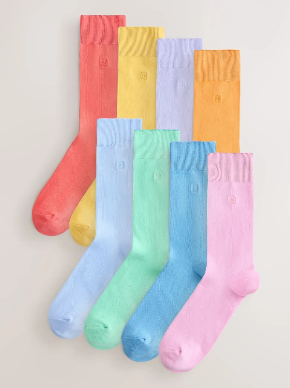 Blue/Green/Purple 8 Pack Embroidered Lasting Fresh Socks