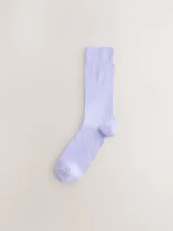 Blue/Green/Purple 8 Pack Embroidered Lasting Fresh Socks