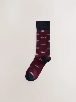 Blue/Green/Red Fish Pattern Modal Signature Socks 4 Pack