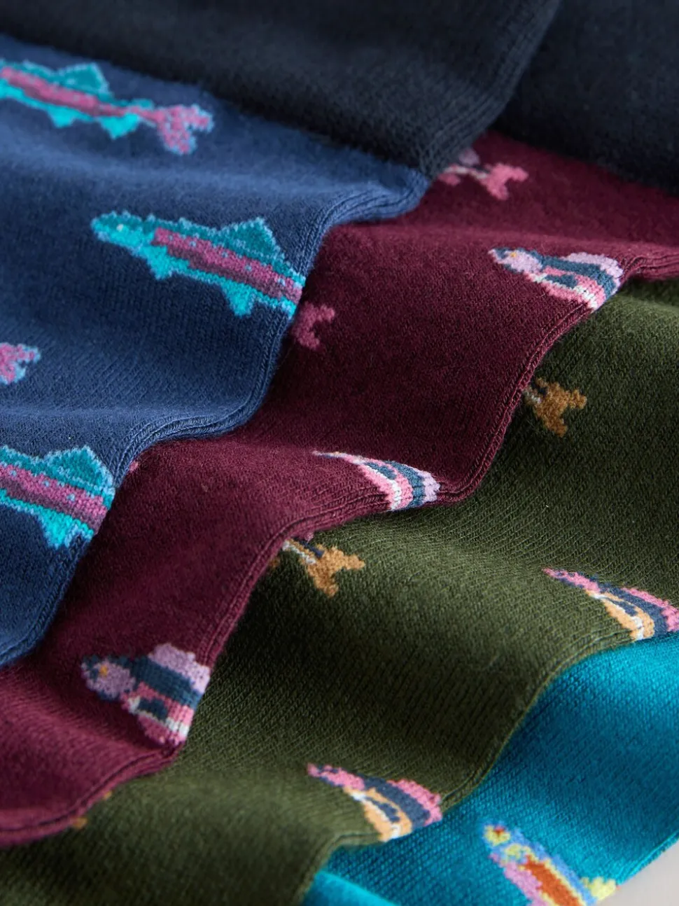 Blue/Green/Red Fish Pattern Modal Signature Socks 4 Pack