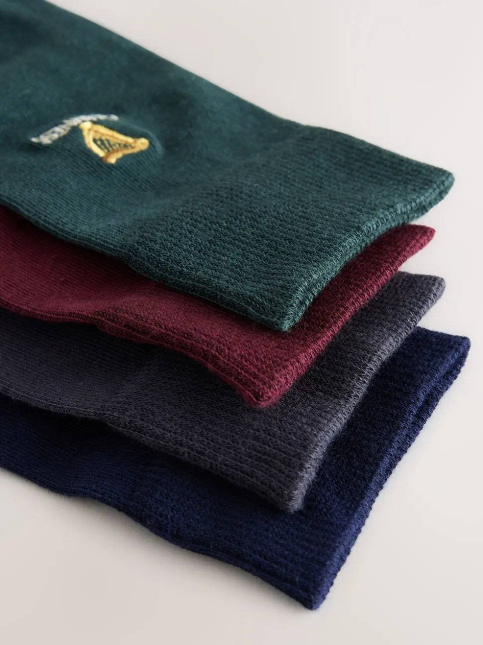 Blue/Green/Red Guinness License Embroidered Socks 4 Pack