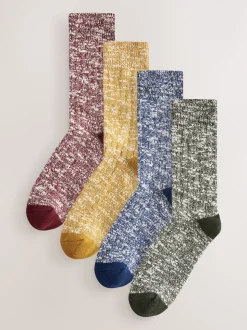 Blue/Green/Red/Yellow Twisted Heavyweight Socks 4 Pack