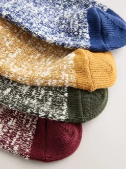 Blue/Green/Red/Yellow Twisted Heavyweight Socks 4 Pack