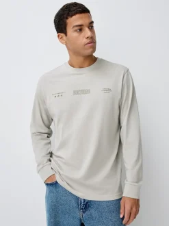 Blue/Green/Stone Relaxed Fit Long Sleeve Graphic Multipack T-Shirt