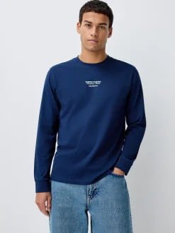 Blue/Green/Stone Relaxed Fit Long Sleeve Graphic Multipack T-Shirt