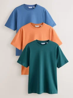 Blue/Green/Yellow Regular Fit Heavyweight T-Shirts 3 Pack