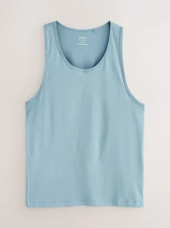 Blue/Grey 100% Cotton Layering Vests 5 Pack