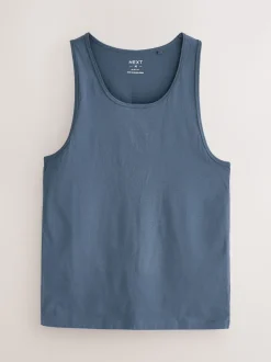 Blue/Grey 100% Cotton Layering Vests 5 Pack