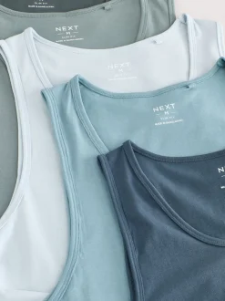 Blue/Grey 100% Cotton Layering Vests 5 Pack