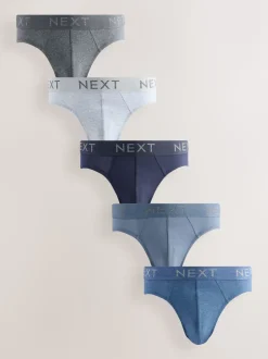 Blue/Grey 5 Pack Cotton Rich Briefs