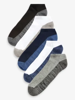 Blue/Grey 5 Pack Cushioned Trainers Socks