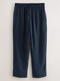 Blue/Grey Cheesecloth Trophy Neck Pyjamas Set