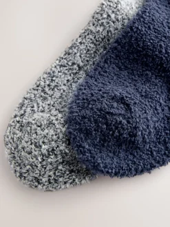 Blue/Grey Fluffy Socks 2 Pack