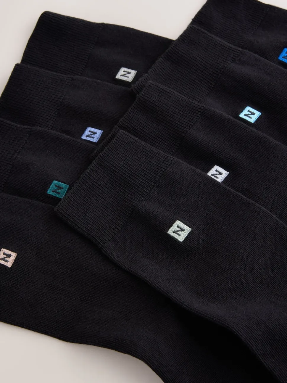 Blue/Grey Logo Embroidered Lasting Fresh Socks 8 Pack