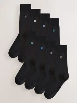 Blue/Grey Logo Embroidered Lasting Fresh Socks 8 Pack