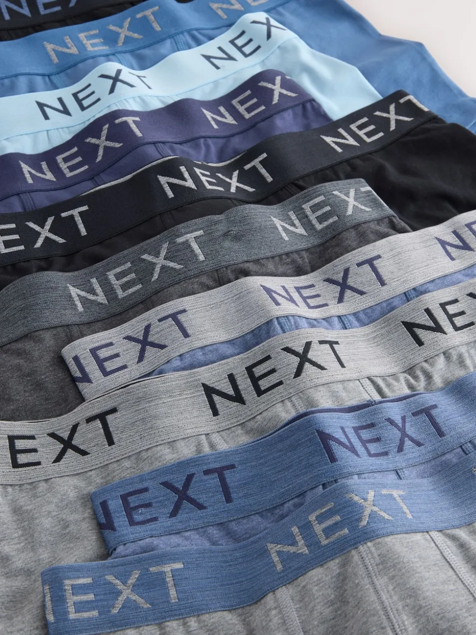 Blue/Grey Marl 10 pack Cotton Rich Blend Hipsters Boxers