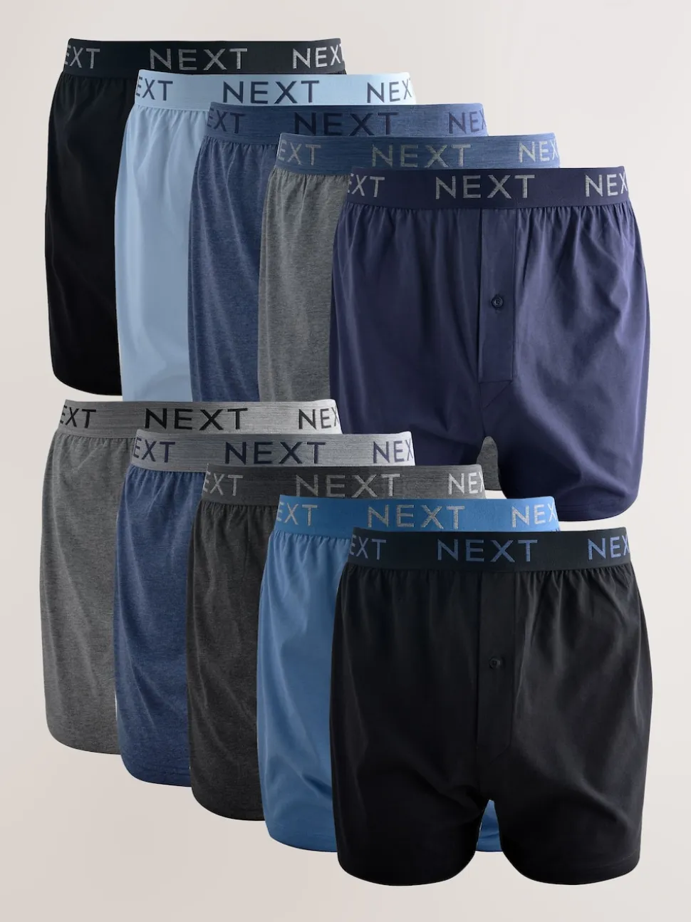 Blue/Grey Marl 10 pack Loose Fit Boxers