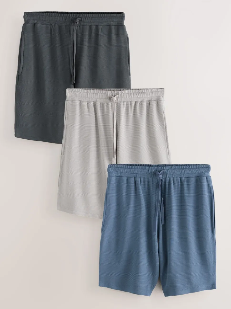 Blue/Grey Ottoman Ribbed Modal Shorts 3 Pack