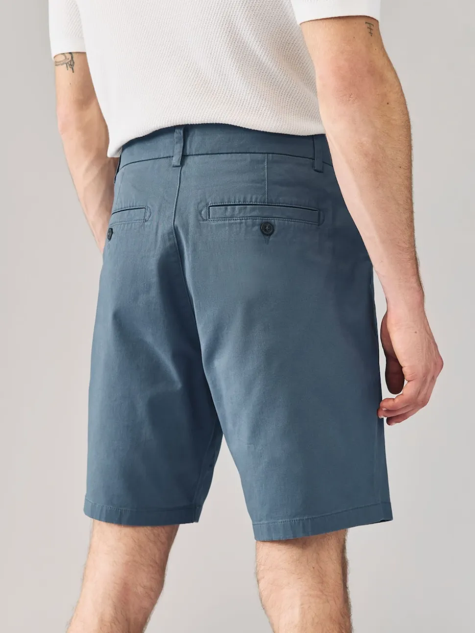 Blue/Grey Straight Fit Stretch Chino Shorts 2 Pack