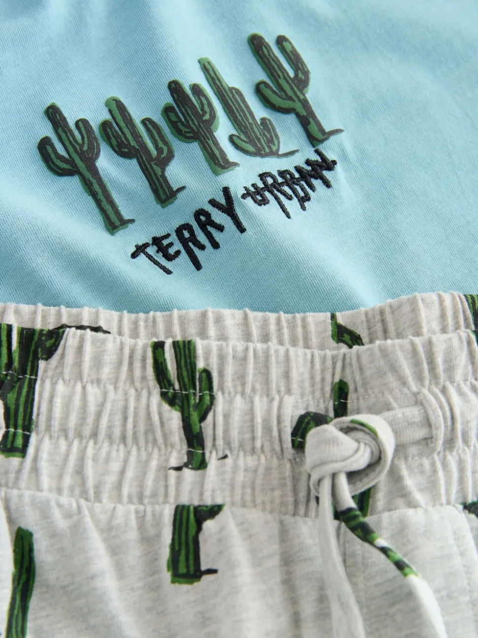 Blue/Grey Terry Urban Short Sleeve Jersey Pyjamas Set