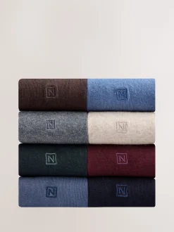 Blue/Grey/Green 8 Pack Embroidered Lasting Fresh Socks