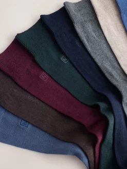 Blue/Grey/Green 8 Pack Embroidered Lasting Fresh Socks