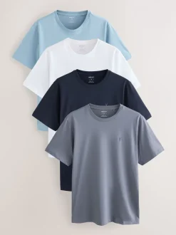 Blue/Navy/White/Steel Slim Fit T-Shirts 4 Pack