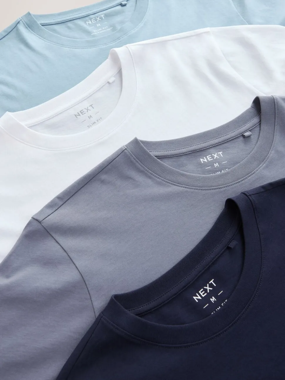 Blue/Navy/White/Steel Slim Fit T-Shirts 4 Pack