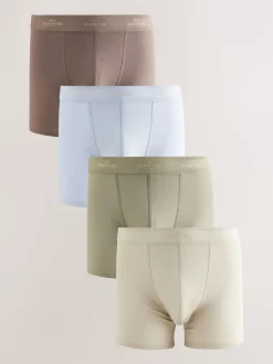 Blue/Neutral/Green Signature Cotton Rich Boxers 4 Pack